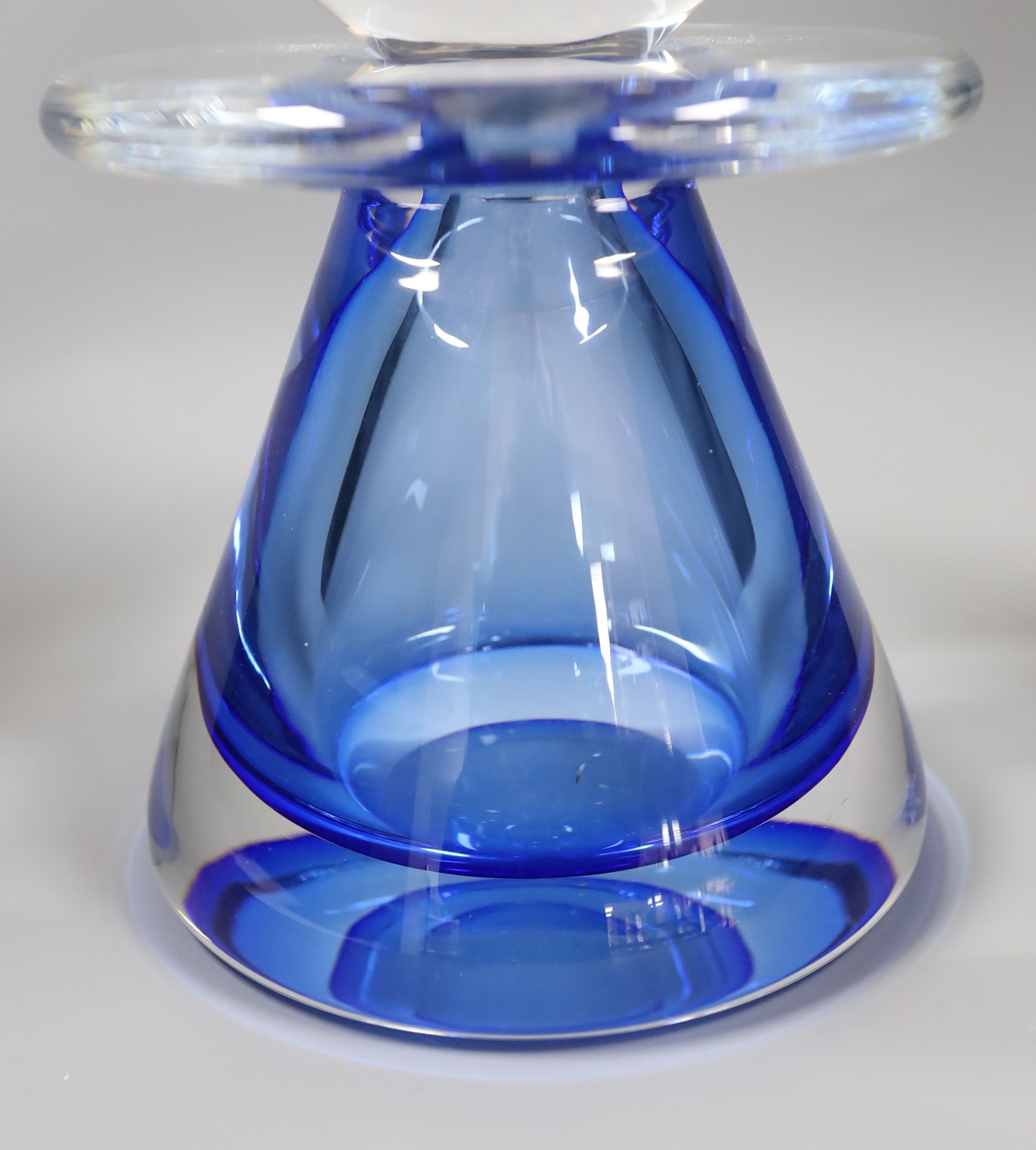 A Val St. Lambert glass vase and stopper 26cm